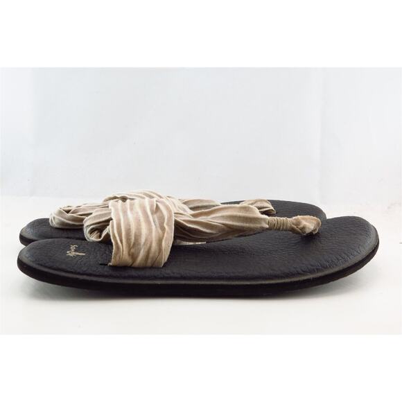 Sanuk T-Strap‎ Sandals Beige Fabric Women Shoes Size 8 Medium - Picture 3 of 6